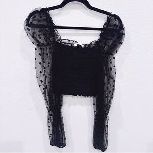 O.VIANCA || Smocked Crop Top with Polka Dots